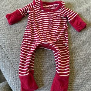 Little Sleepies Red and White Striped Footie